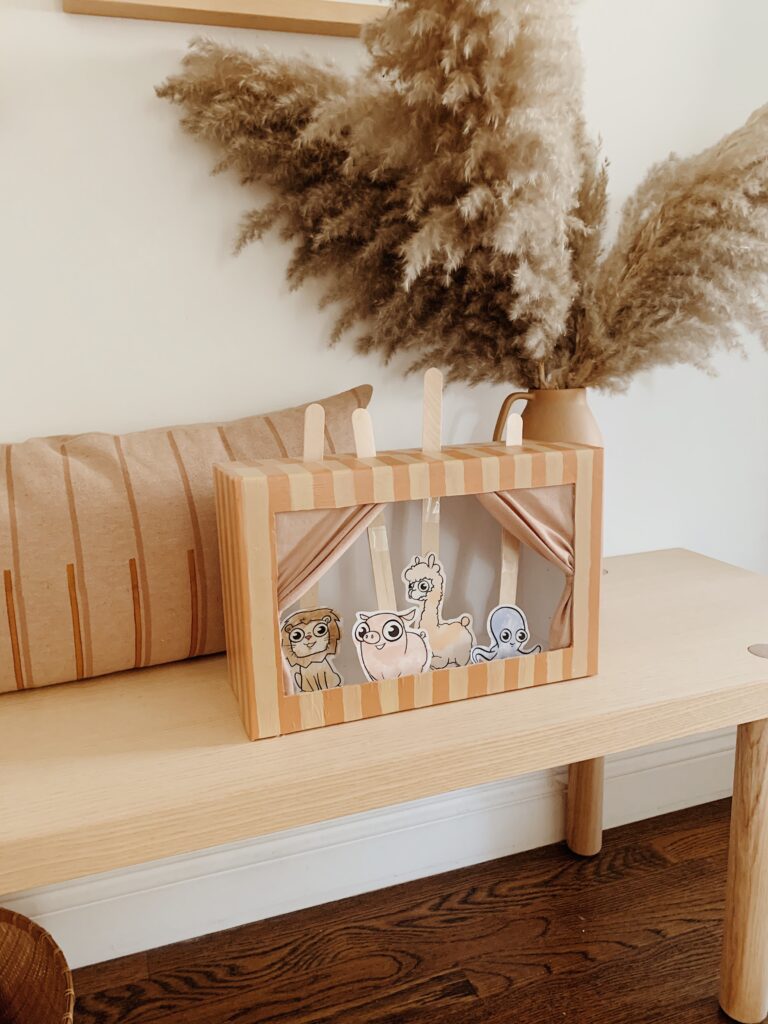 diy shoebox puppet theatre (with free printable puppets) almost makes