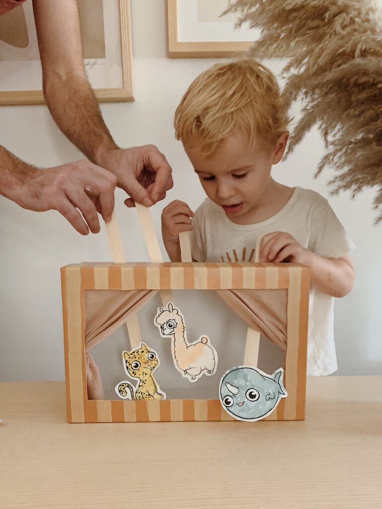 diy shoebox puppet theatre (with free printable puppets) almost makes