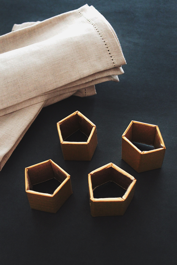 diy gold geo napkin rings