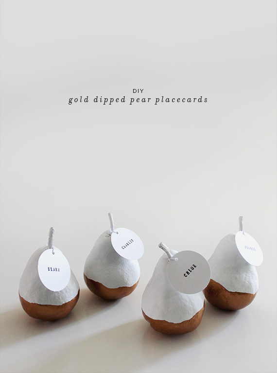 diy gold dipped pear placecards diy