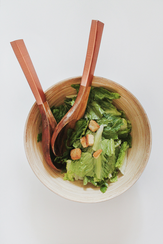 diy copper contact paper salad servers