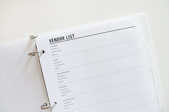 diy vendor list template