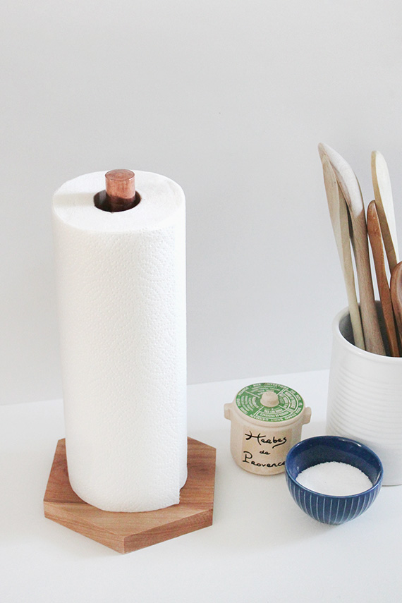 Copper & Wood Paper Towel Holder 