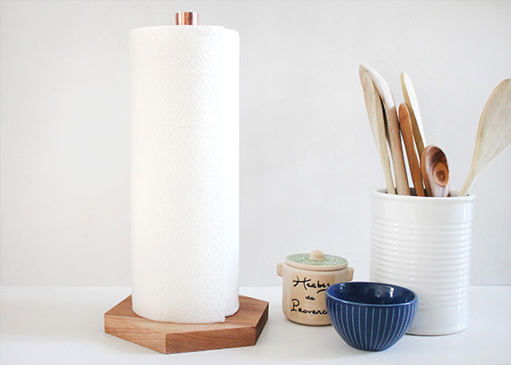 diy copper & wood paper towel holder