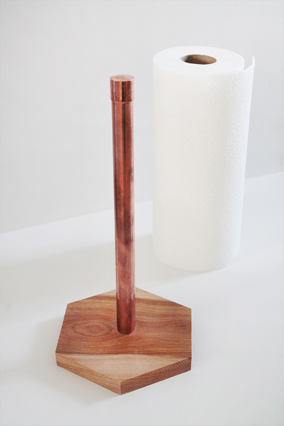 diy copper & wood paper towel holder | almost makes perfect