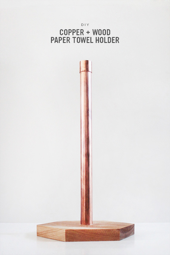 diy copper & wood paper towel holder | almost makes perfect