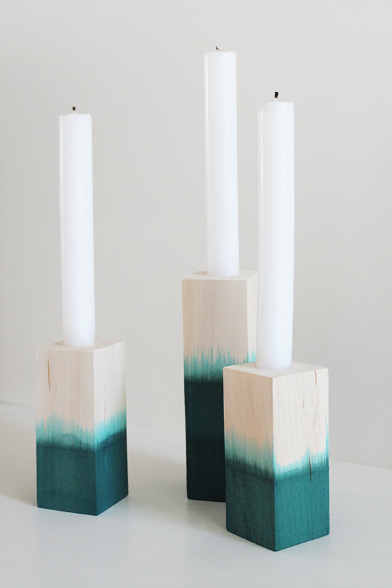 diy dip dyed candlesticks