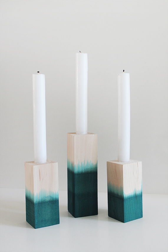 diy dip dyed candlesticks