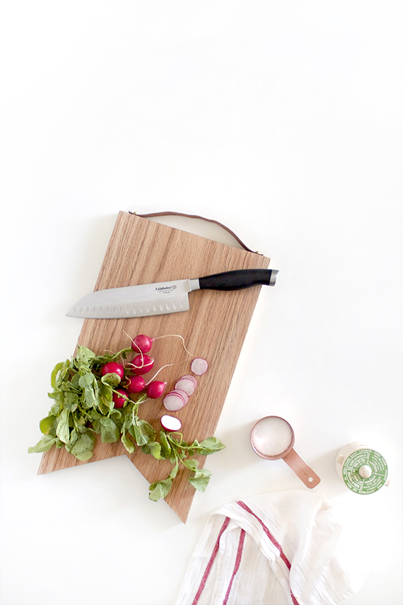 diy leather handled cutting board | almost makes perfect