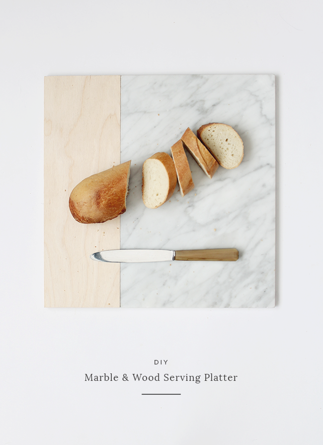 diy marble and wood serving platter | almost makes perfect