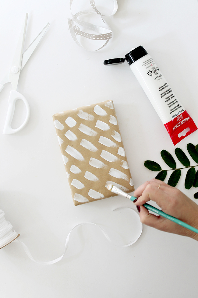 diy brushstroke gift wrap | almost makes perfect