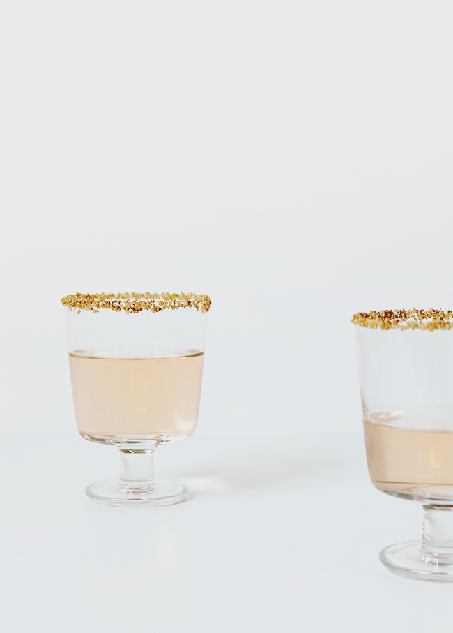 gold sugar rim glasses | almost makes perfect