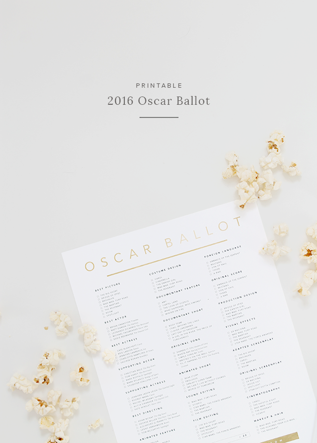 printable 2016 oscar ballot | almost makes perfect