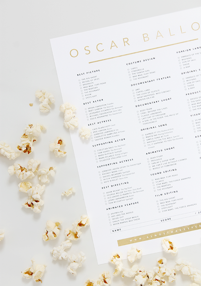 printable 2016 oscar ballot | almost makes perfect