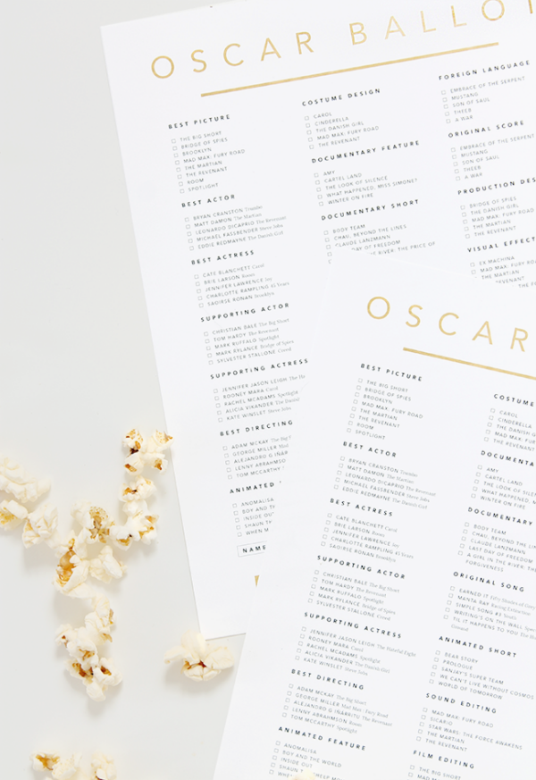 printable 2016 oscar ballots – almost makes perfect
