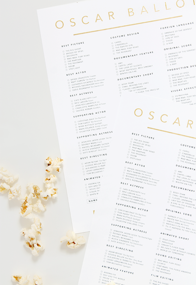 printable oscar ballot 2016 | almost makes perfect