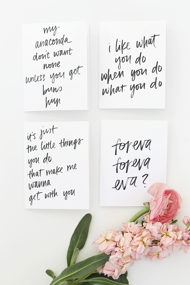 printable rap lyric valentine cards | almost makes perfect