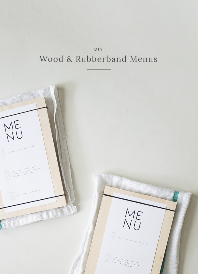 DIY wood + rubber band menus | almost makes perfect