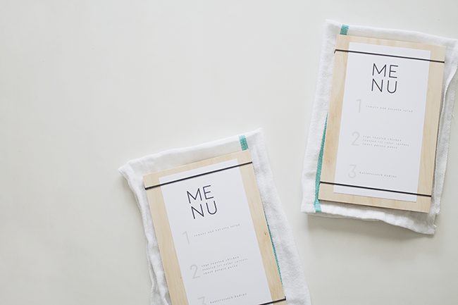 DIY wood + rubber band menus with free printable menu | almost makes perfect