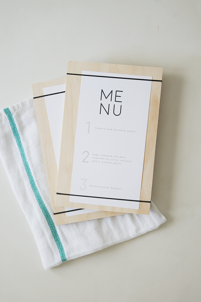 DIY wood + rubber band menus with free printable menu | almost makes perfect