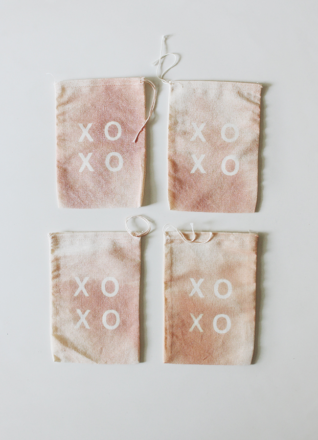 DIY valentines day xo treat bags