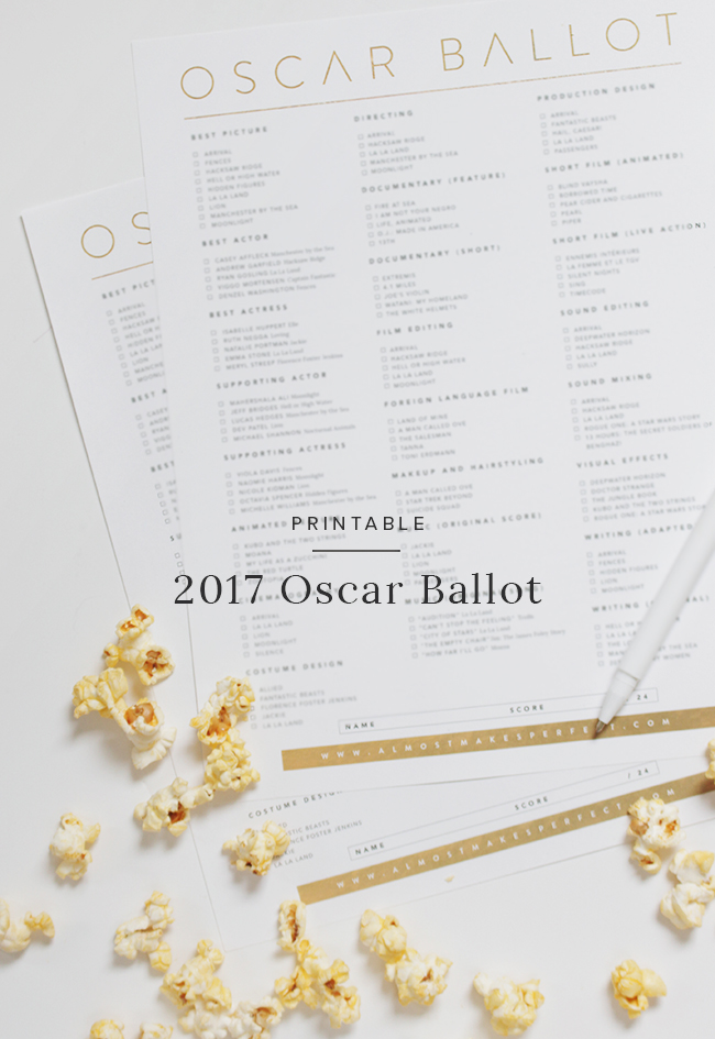 printable 2017 oscar ballot almost makes perfect