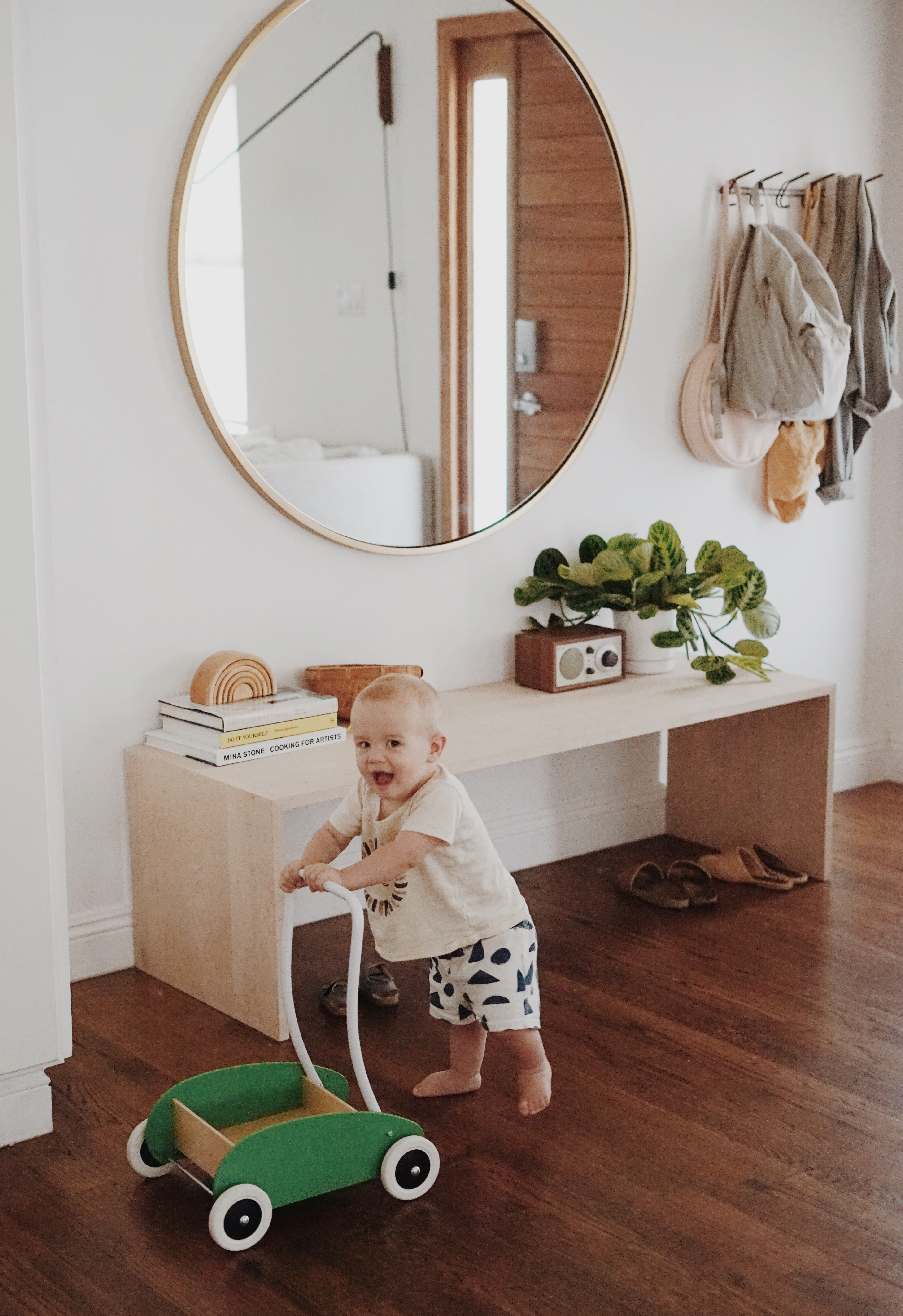 wooden push walker baby