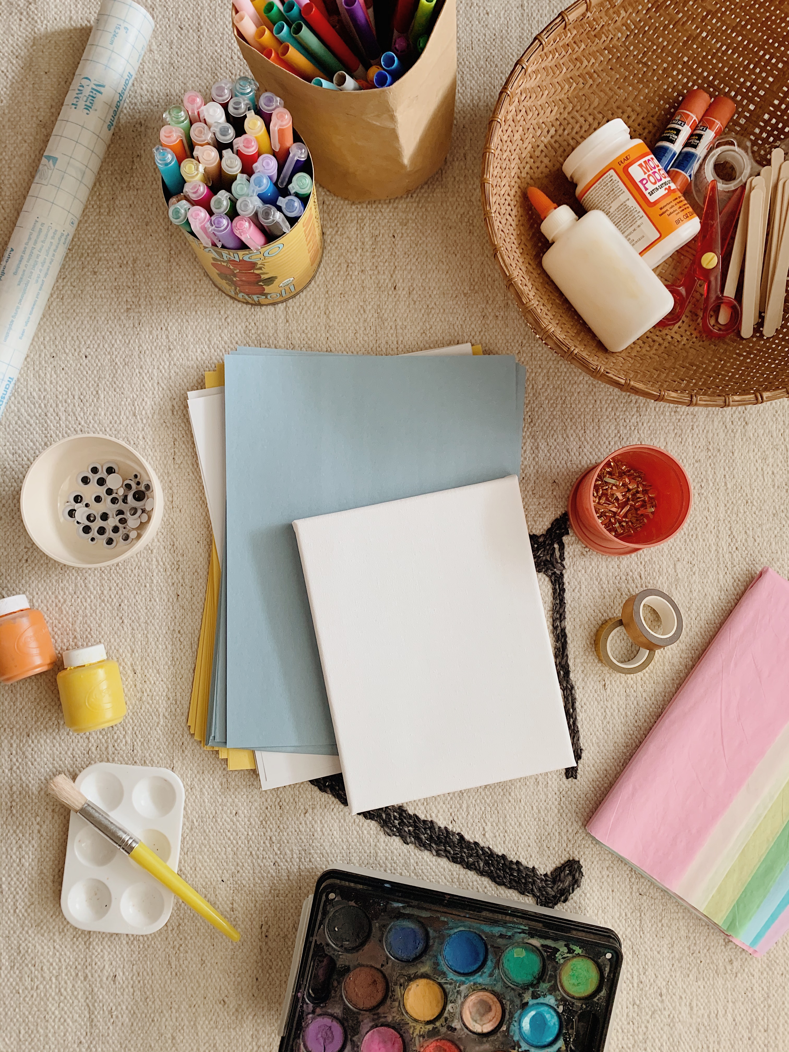 the craft supplies we're using – almost makes perfect