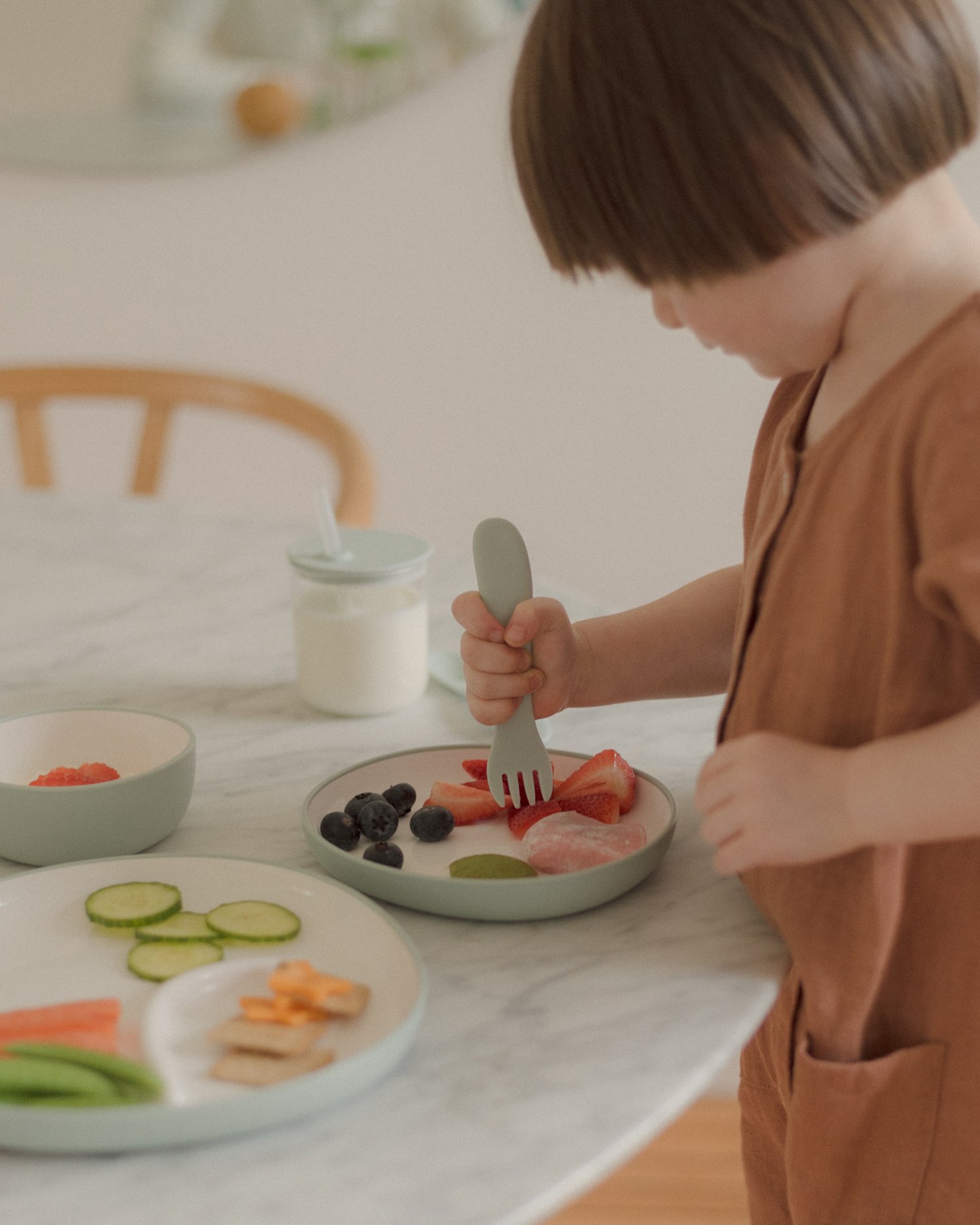 Simple Style Girl Boy Kids Utensils Set