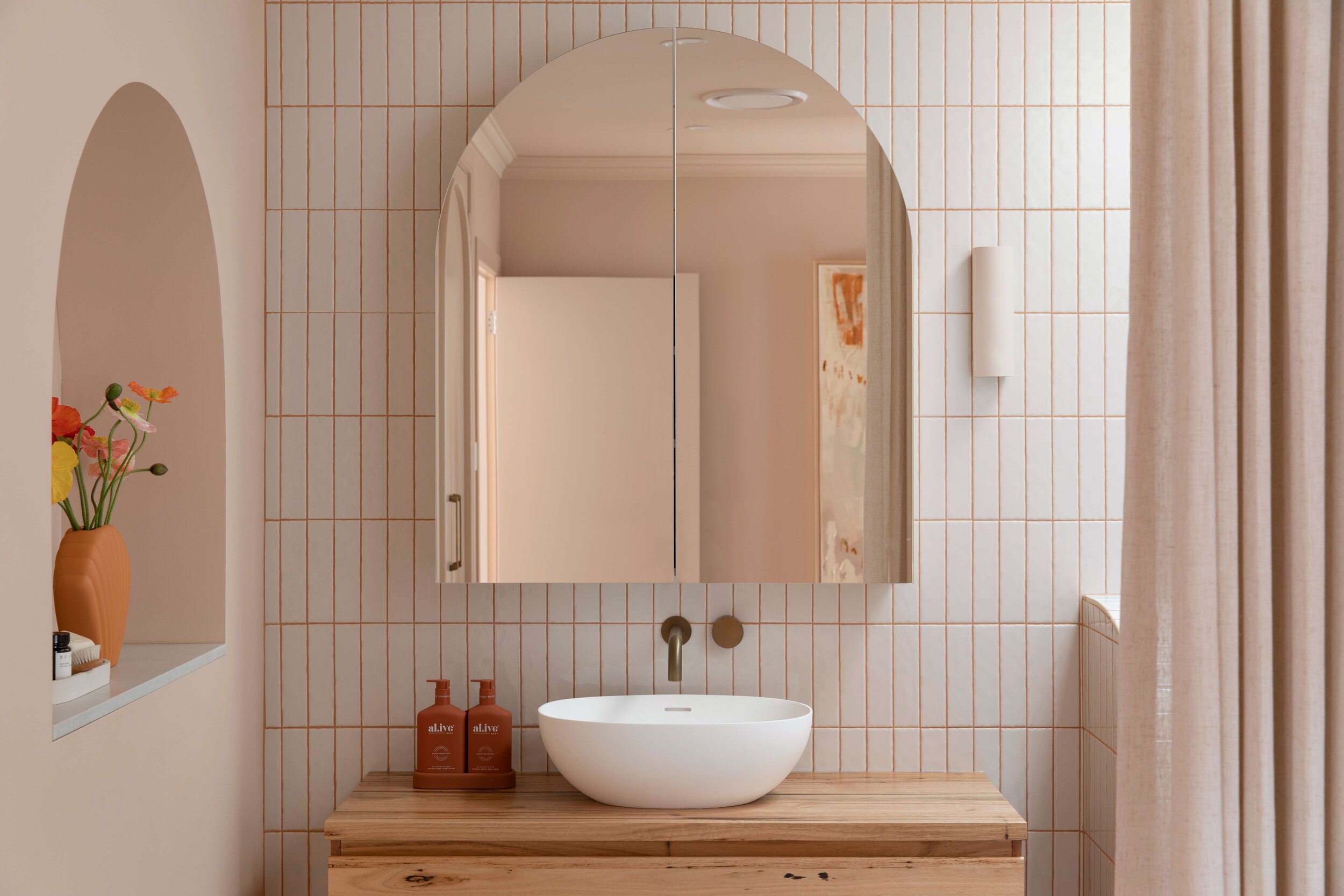 arched bathroom mirror cabinet