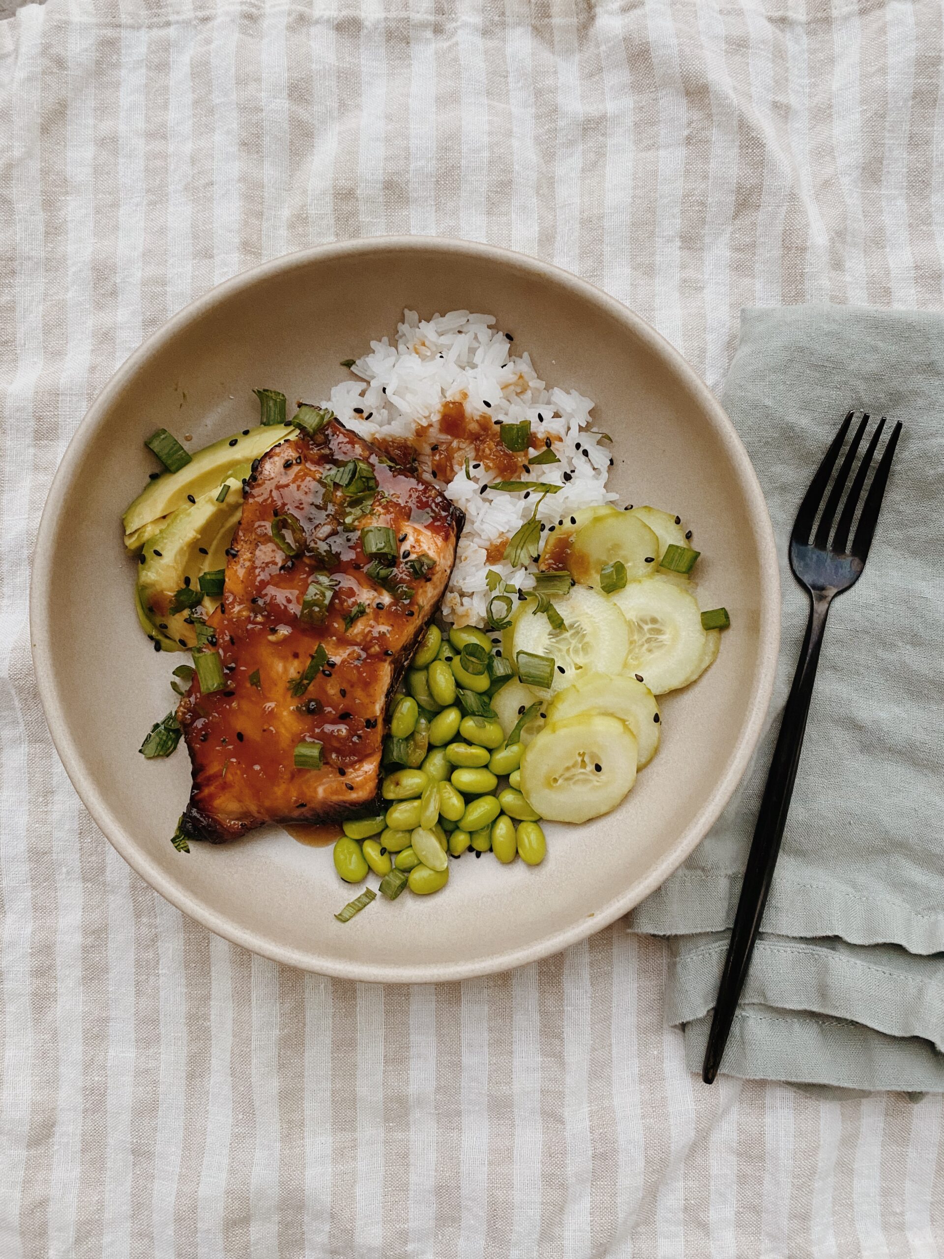 Air Fryer Hot Honey Salmon Bowls - PaleOMG