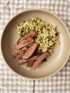 skirt steak with lemon couscous salad